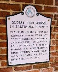 Historic sign Reisterstown branch Baltimore County Public Library 