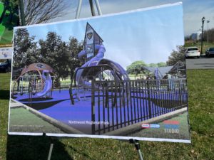 Ravens-themed destination playground rendering