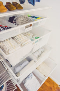 Drawer storage organizing baby clothes