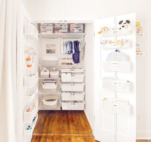 hanging storage organizing baby clothes