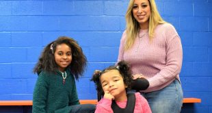 Shari Bailey and daughters Lana, left, and Laila, right, at Sky Zone in Timonium, Maryland on Tuesday, Dec. 13, 2022.