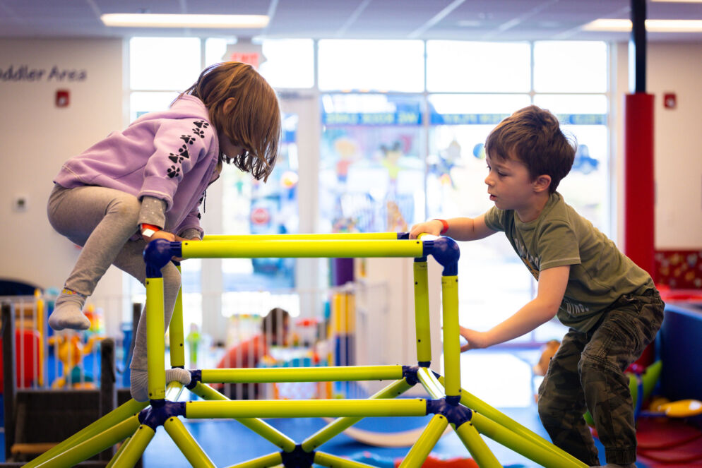 Children on a jungle gym