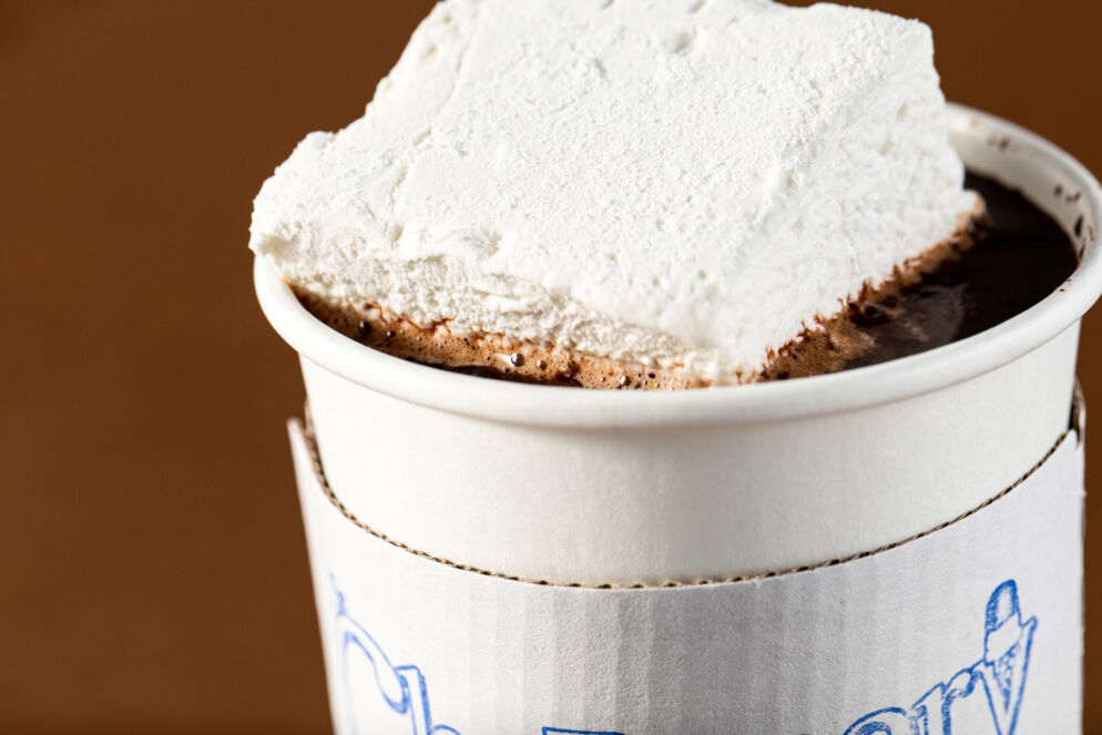 Hot chocolate with a homemade marshmallow from The Charmery