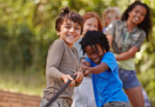 Kids doing tug-of-war