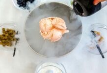 Ice cream being served with liquid nitrogen