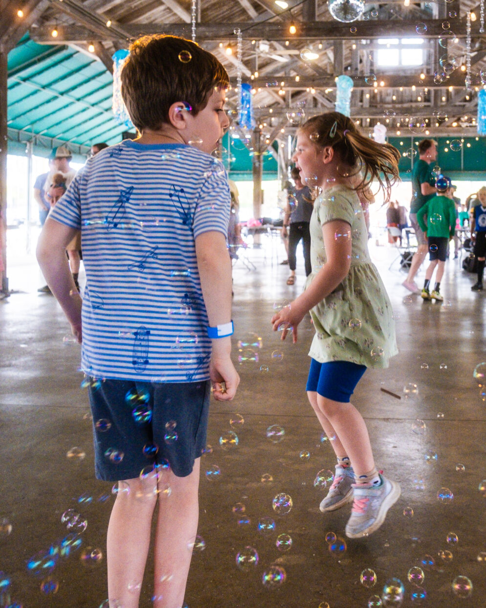 Kids at the Baltimore Old Time Music Festival's family dance event