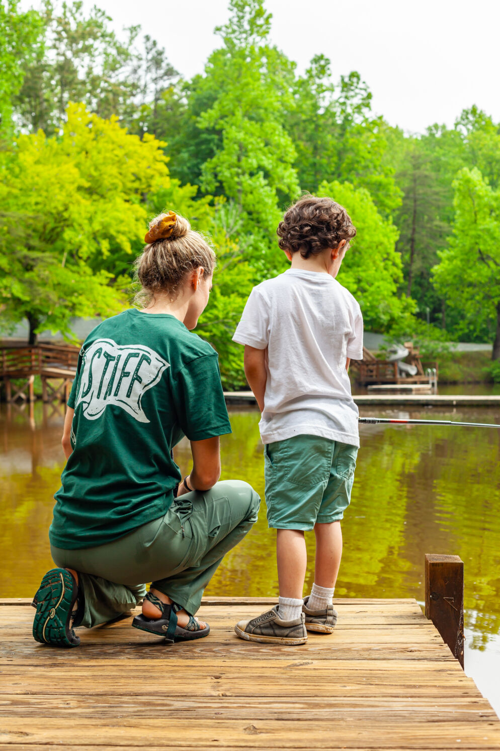 A counselor with a camper at Camp Friendship, Palmyra, VA