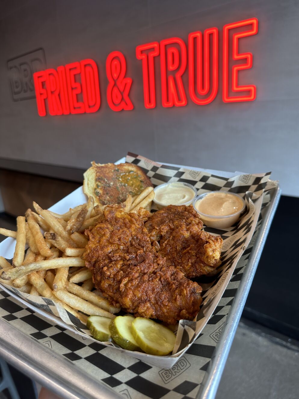 Fried chicken with French fries