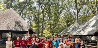 A group photo outside at Adamah Adventure Camp in Reisterstown, MD