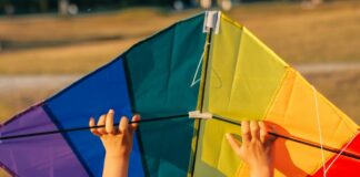 A girl holding a kite