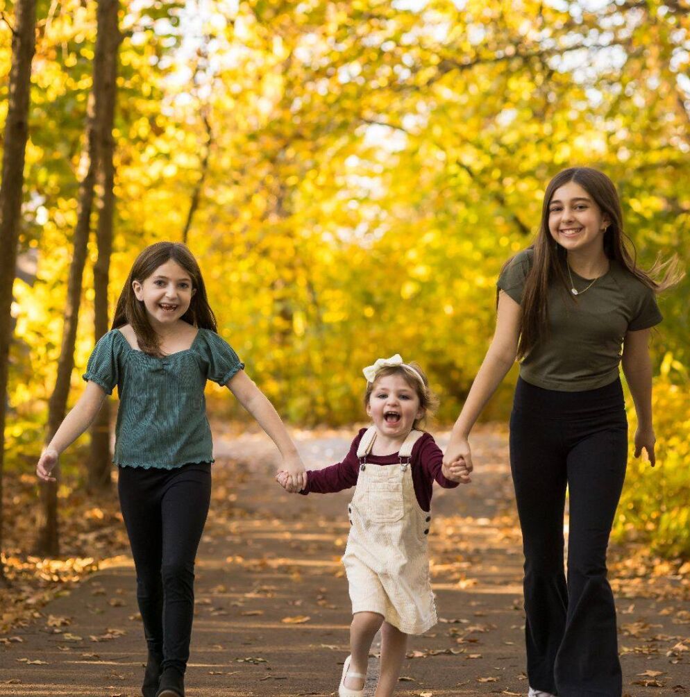 Three girls walking