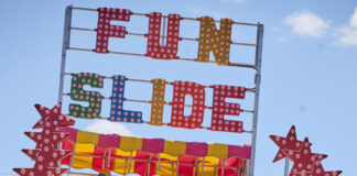 People going down a slide