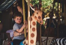 Boy riding a merry-go-round