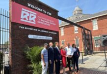 B&O Railroad Museum Announces New Name for 200th Anniversary The board of the National Museum of Railroad History & Innovation pose under its new sign