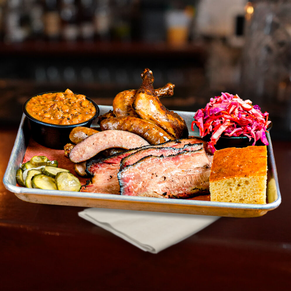 Food from Blue Pit BBQ & Whiskey Bar