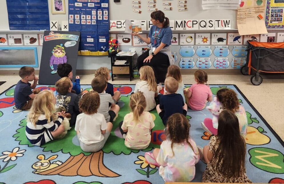A captive audience for Lizz Miller, director of St. Michael Preschool in Carroll County. 