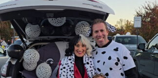 Kimberly Hart & family at a school trunk-or-treat