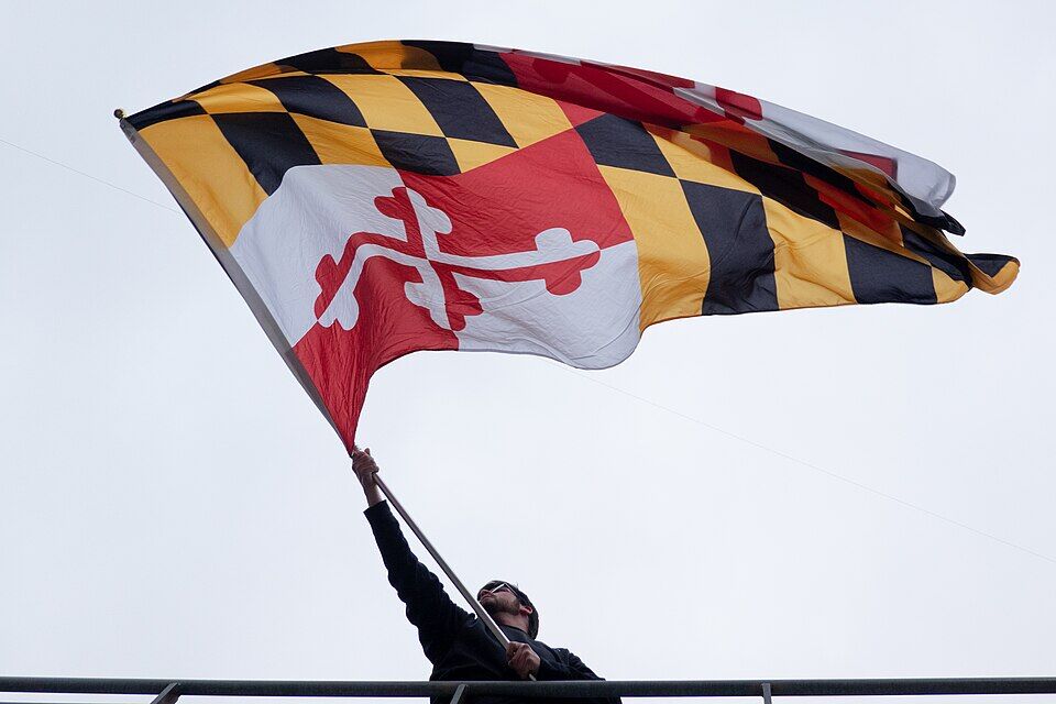 Man waving a Maryland flag
