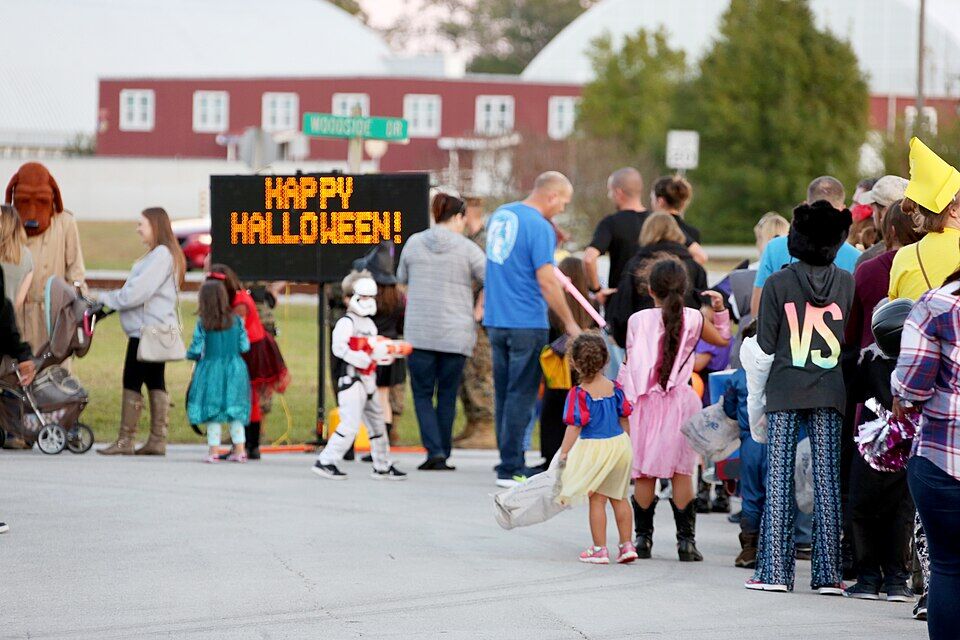 Kids at a trunk or treat event